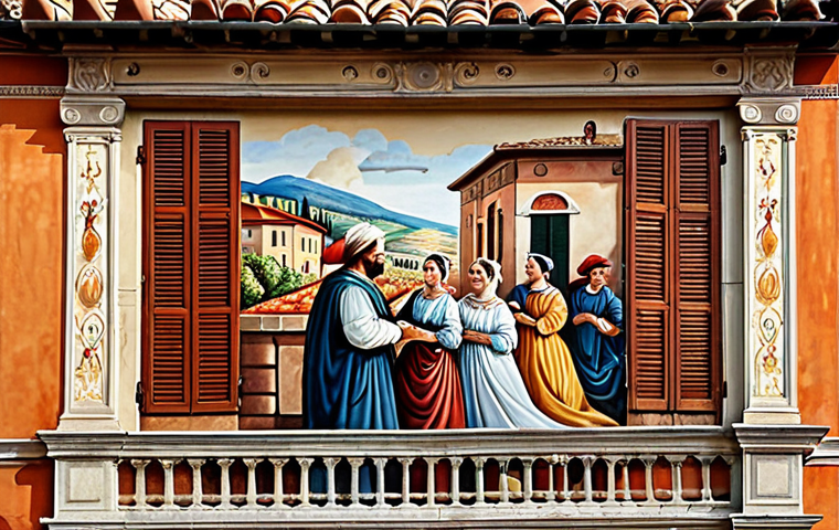 **

"A vibrant mural depicting a scene from a classic Italian opera, painted on the side of a traditional Tuscan building with terracotta roof tiles, fully clothed people are in the scene, appropriate attire, safe for work, perfect anatomy, natural proportions, professional quality, street art style, family-friendly."

**