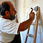 Fresco Creation**

"A Renaissance-era artist in modest clothing, diligently applying paint to a fresh plaster wall in a sunlit Italian workshop, fully clothed, appropriate attire, safe for work, perfect anatomy, correct proportions, natural pose, well-formed hands, proper finger count, professional setting, family-friendly, high resolution, art restoration tools visible."

**